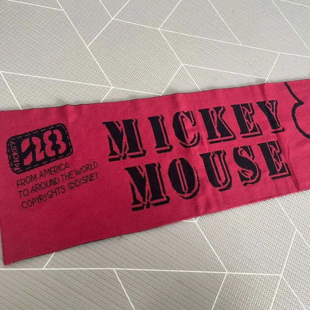 Disney Adult Scarf Mickey Mouse Knit Winter Unisex Red‎ & Black